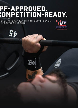 Gymreapers Weightlifting Wrist Wraps (IPF Approved) Professional Quality Wrist Support with Heavy Duty Thumb Loop - Best Wrap for Powerlifting Competition, Strength Training, Bodybuilding