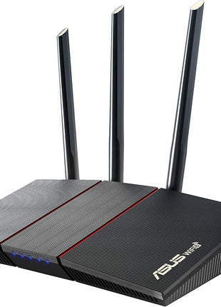ASUS RT-AX55 AX1800 Dual Band WiFi 6 Gigabit Router, 802.11ax, Lifetime Internet Security, Parental Control, Mesh WiFi Support, MU-MIMO, OFDMA, 4 Gigabit LAN Ports, Beamforming