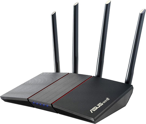 ASUS RT-AX55 AX1800 Dual Band WiFi 6 Gigabit Router, 802.11ax, Lifetime Internet Security, Parental Control, Mesh WiFi Support, MU-MIMO, OFDMA, 4 Gigabit LAN Ports, Beamforming