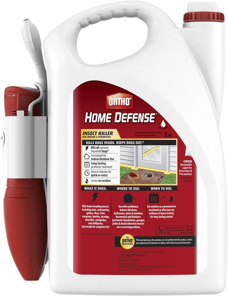 Ortho Home Defense Insect Killer for Indoor and Perimeter2 with Comfort Wand - Ready-To-Use Bug Spray, Kills Ants, Cockroaches & Spiders, 1.33 gal.
