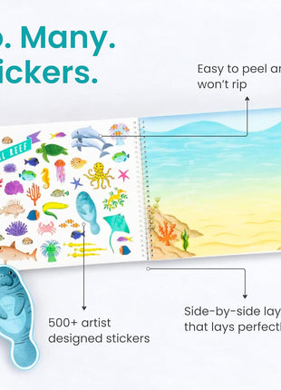 Animals Habitat 500+ Kids Sticker Book by Cupkin Toddler Airplane Travel Activity Coloring and Sticker Book, Road Trip Essentials, 12 Coloring Pages + 12 Scenes for Ages 2–8 Years