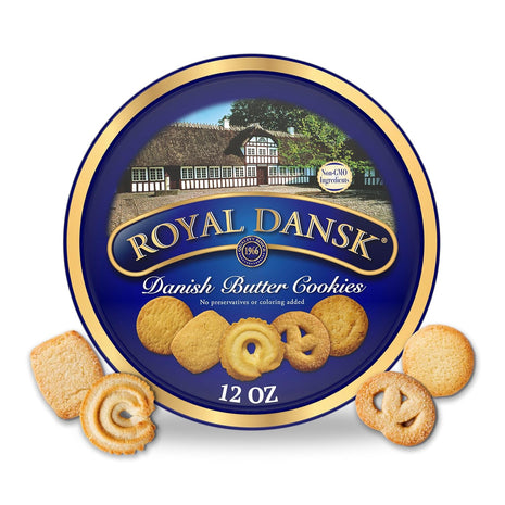 Royal Dansk Butter Cookies, Premium Assorted Cookies Made with Real Butter, Great for Sharing and Hosting, 12 oz