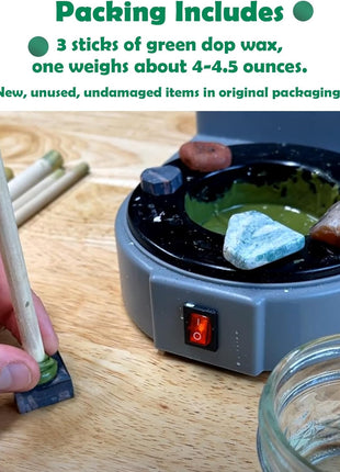 IWIWE 3PCS Green Lapidary DOP Wax - Fit for Lapidary Cabochon Forming, Cutting & Polishing (Use for Lapidary Sticks/Tools, Beeswax Based - High-Adhesion)