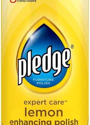 Pledge Enhancing Polish Spray, Wood Furniture & Stainless Steel Polish, Remove Dust and Fingerprints, Fast Shine and Protect, Prevent Scratches & Knicks - Lemon Scent, 9.7oz