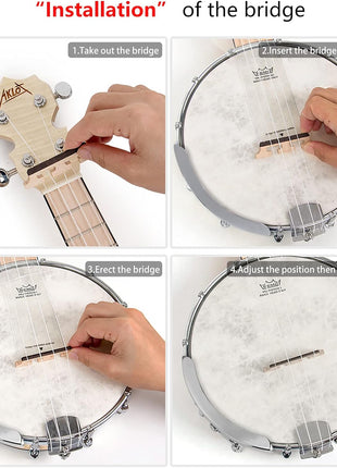Banjo Ukulele, AKLOT Concert 23 inch Remo Drumhead Open Back Maple Body 15:1 Advanced Tuner with Two Way Truss Rod Gig Bag Tuner String Strap Picks