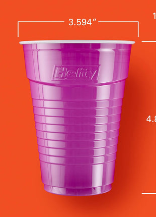 Hefty Party On Disposable Plastic Cups, Assorted, 16 Ounce, 100 Count