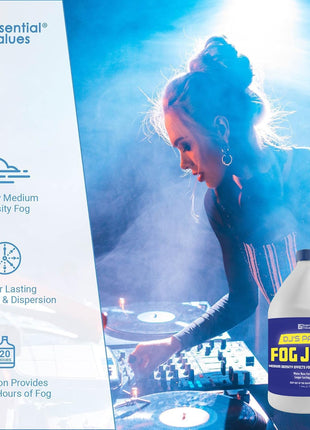 ESSENTIAL VALUES Fog Machine Fluid (128 FL OZ / 1 Gal) Fog Juice Long-Lasting Medium Density Liquid for Water Based Foggers, Perfect for 400 Watt to 1500 Machines, Outdoor or Indoor, Made in USA