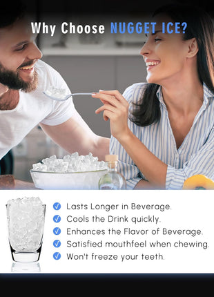 Maksone Countertop Nugget Ice Maker with APP Control, 44lbs/24H,Ready in 7 Mins,Crushed ice Maker,Sonic Pebble Ice Machine