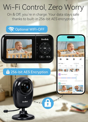 1080P High Definition Baby Monitor, Baby Monitor with Camera and Audio, Long Lasting Battery Monitor wtih Night Vision, 2-Way Talk, VOX, 5 Lullabies, 1200ft Long Range for Indoor Home Use