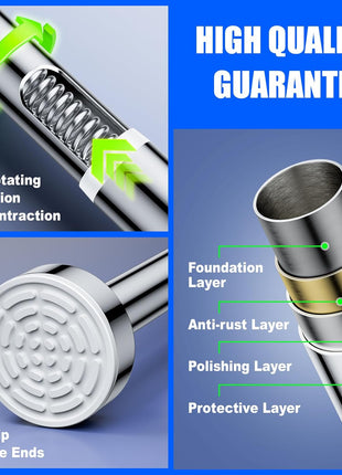 Ausemku Shower Curtain Rod Tension - 32-80 Inch Never Rust Non-Slip Spring Tension Curtain Rod No Drilling Stainless Steel Curtain Rod Use Bathroom Kitchen(Silver)