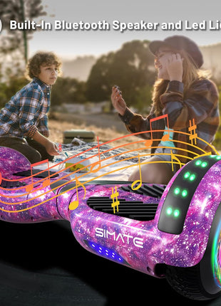 SIMATE Hoverboard, Bluetooth All Terrain Hover Boards with LED Lights and APP Control, Gifts for Kids Adults Girls Boys, for All Ages