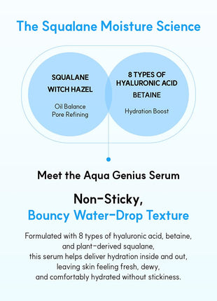 S.NATURE AQUA SQUALANE SERUM | Deeply hydrated Facial Serum for All Skin Type, Soothing, Pore Tightening and Sebum control Benefits, Korean Skin Care (1.69 Fl.Oz)