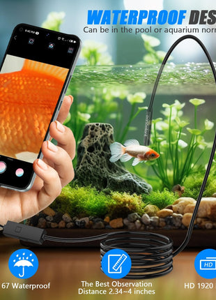 1920P Snake Inspection Borescope, Pancellent Type C Endoscope, Scope Camera with 8 LED Lights for Android and iOS Smartphone, iPhone, iPad, Samsung (16.5 FT/5M)
