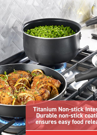 T-Fal Signature Nonstick Pots and Pans Set 12 Piece, Oven Broiler Safe 350F, Kitchen Cookware Set w/Fry Pans, Saucepans, Saute Pan, Dutch Oven, Griddle, Kitchen, Home, Dishwasher Safe, Black