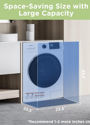 COMFEE' 24" Washer and Dryer Combo 2.7 cu.ft 26lbs Washing Machine Steam Care, Overnight Dry, No Shaking Front Load Full-Automatic Machine, Dorm White