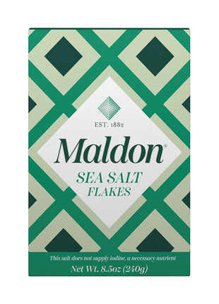 Maldon Salt, Sea Salt Flakes, 8.5 oz (240 g), Kosher, Natural, Unique Gourmet Pyramid Shaped Salt Flakes, Perfect for a Wide Range of Dishes, Hand-Harvested for Four Generations (Packaging May vary)
