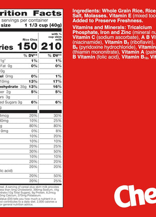 Rice Chex Gluten Free Breakfast Cereal, Homemade Chex Mix Ingredient, Family Size, 18 oz