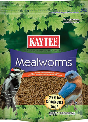 Kaytee Wild Bird Food Mealworms For Bluebirds, Wrens, Robins, Chickadees, Woodpeckers, Cardinals & Chickens, 17.6 Ounce
