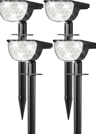 Solar Lights Outdoor Waterproof IP65, Solar Powered 76 LED 3 Lighting Modes Solar Spot Lights Outdoor for Yard Garden Landscape Pathway (Cool White, 4 Pack)
