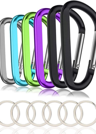 CampTek Carabiner Caribeaner Clip,3 inch Large Aluminum D Ring Shape Carabeaner with Keyring Keychain Hook