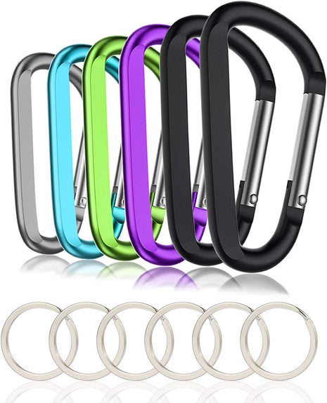 CampTek Carabiner Caribeaner Clip,3 inch Large Aluminum D Ring Shape Carabeaner with Keyring Keychain Hook