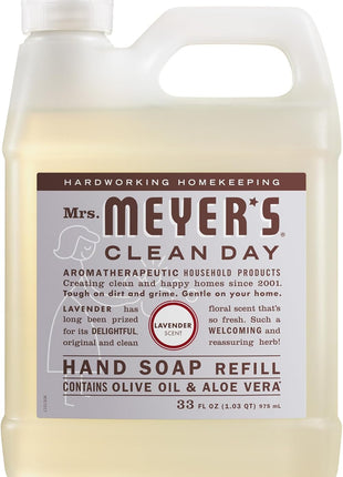 MRS. MEYER'S CLEAN DAY Hand Soap Refill, Lavender Scent, 33 Fl Oz Bottle