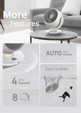 DREO Fan for Bedroom, Desk Air Circulator Fans with Remote, 11 Inch Table Fan for Whole Room, 65ft Powerful Airflow, 120° Vertical Manual and 90° Oscillating, 4 Speeds, 8H Timer, 25dB Quiet, Home