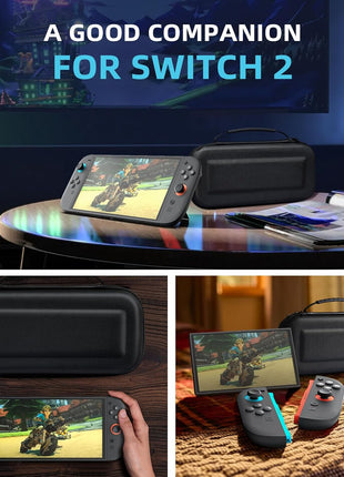 TiMOVO Carrying Case for Nintendo Switch 2 (2025), Black | Large Capacity, Hard Shell Protective, 10 Game Card Slots, Pockets for Console & Accessories, Portable Travel Pouch