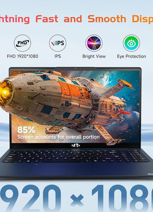 NIMO 15.6 IPS-FHD-Laptop, 16GB RAM 1TB SSD Intel Pentium Quad Core N100, Backlit Keyboard Fingerprint (Beat to i3-1115G4 Up to 3.4GHz) Computer for Student-Home WiFi 6 BT5.2 Win 11