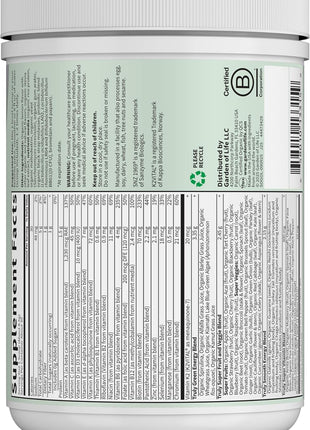 Garden of Life Sport Nutrition Organic Greens Powder, Original, 30 Servings