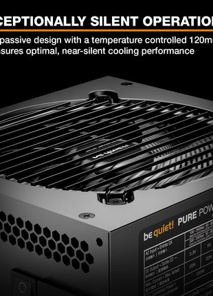 be quiet! Pure Power 13 M 750W Power Supply, 80 Plus® Gold Certification, ATX 3.1 PSU, Support for PCIe 5.1 GPUs, semi-Passive 120mm be quiet! Fan, LLC Technology, Single Rail, for Overclocked GPUs