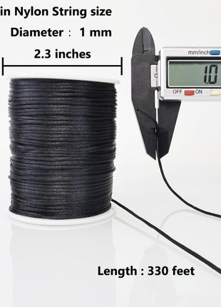330 Feet Satin Nylon String, 1 mm Silky Smooth Durable Nylon Cord for Jewelry Making, Bracelets, Beading, Necklaces, Macrame, Kumihimo, Rattail, and Chinese Knot Craft
