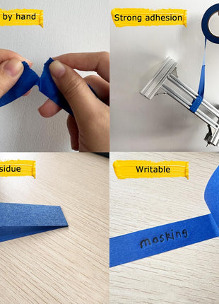 4 Rolls Premium Painters Tape, Blue Tape, Masking Tape, Paint Tape for Multi-Purpose, Painting, Painter's, DIY Crafts Arts (88yd =0.94IN*22yd*4) Decoration Labeling No Residue, Easy Removal