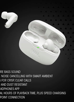 JBL Vibe Beam 2 - True Wireless Noise Cancelling Earbuds with JBL Pure Bass Sound & Smart Ambient technology, 4mics for crisp, clear calls, up to 40Hrs of Playback, IP54 Dust & Water resistant (Black)