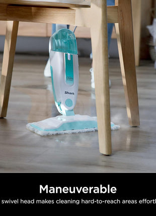 Shark Steam Mop for Sealed Hard Floors with 2 Dirt Grip Pads, White, S1000 | Removable Water Tank, Lightweight, 2 Machine Washable Dirt Grip Pads, Steam Sanitization on Sealed Hard Floors