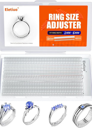 Ring Size Adjuster for Loose Rings,12 Pack-4 Sizes Invisible Transparent Silicone Guards Clip Jewelry Fitter Resizer,Fit Almost Any Ring for Women and Men