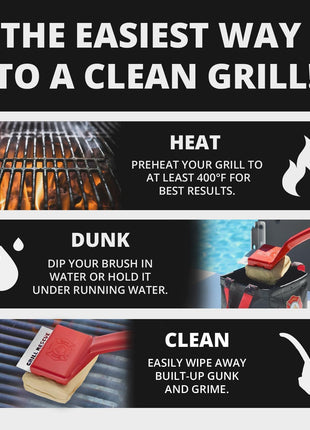 Grill Rescue BBQ Replaceable Cleaning Head, Bristle Free Grill Brush- Durable and Unique Grill Tools for Cast Iron or Stainless-Steel Grates, Barbecue Cleaner
