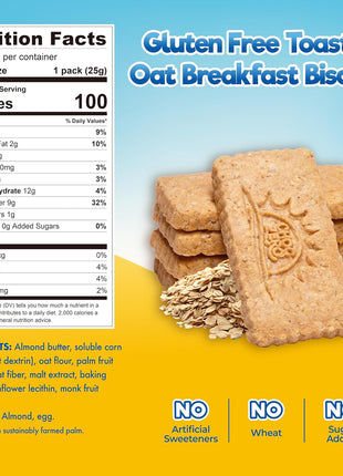 ChocZero Toasted Oat Breakfast Biscuits – No Added Sugar, Keto & Gluten Free High Fiber Snack Cookies, 30 Per Box (9 oz)