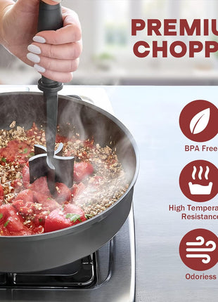 PGYARD Meat Chopper Hamburger Grinder, Kitchen Smasher for Ground Beef | Heat Resistant, 5 Nylon Blade, Burger Grinder Potato Mix Tool, Meat & Poultry Tenderizers, Dishwasher Safe, Black