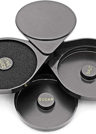 1 Pack 3 Tier Bar Glass Rimmer for Margarita and Cocktail, Bartender Tool,Salt Box Spice Container
