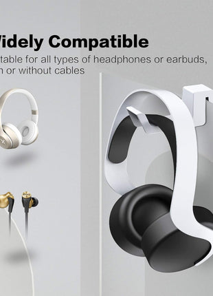 NexiGo PS5 Headphone Holder, [Minimalist Design] Mini Headphone Hanger with Supporting Bar, for Sony PlayStation 5 Gaming Headset, White