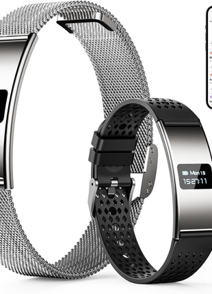 Smart Bracelet, Subscription-Free 24/7 Health Tracking, Heart Rate, SpO2, HRV & Sleep Tracker with IPX8 Waterproof, Wearable Activity & Fitness Tracker, 7-Day Battery, 2 Bands