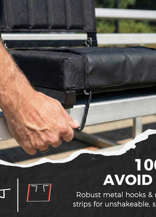 SPORT BEATS Stadium Seats with Back Support Bleacher Chairs with Back and Cushion Thick Padded Bleacher Seats Includes Shoulder Strap Black 1pc Regular - 17 inch W x 12 inch D x 16.5 inch H