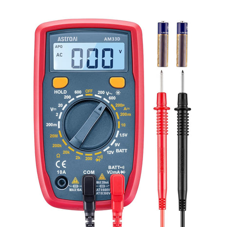 AstroAI Digital Multimeter Tester 2000 Counts with DC AC Voltmeter and Ohm Volt Amp Meter; Measures Voltage, Current, Resistance, Continuity and Diode, Blue