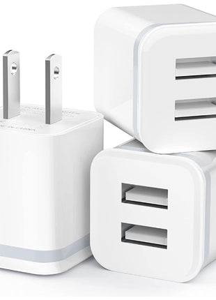 USB Wall Charger, LUOATIP 3-Pack 2.1A 5V Dual Port Cube Power Adapter Plug Block Charging Box Brick for iPhone 13 12 11 Pro Max SE XS XR X 8 7 6 6S Plus, Galaxy, LG, Moto, Android Phones
