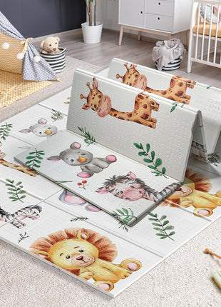 NOONKTY 79x71 Extra Large Baby Play Mat for Floor, Foldable Foam Playmat for Babies 0-12 Months & Kids, Non-Toxic Waterproof Baby Mat, Thick Playpen Mat for Tummy Time Crawling, Elephant