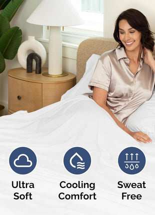 Queen Size 4 Piece Sheet Set - Comfy Breathable & Cooling Sheets - White | Hotel Luxury Bed Sheets for Women & Men, Deep Pockets, Easy-Fit, Extra Soft and Wrinkle Free Sheets, Oeko-Tex Bed Sheet Set