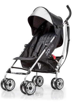 Bright Starts 3Dlite Convenience Stroller, Black - Lightweight Stroller, Large Seat Area, Mesh Siding, 4 Position Recline, Extra Large Storage Basket, Infant Stroller for Travel