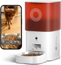 Automatic Cat Feeder with Camera: 6L Automatic Dog Feeder with 2-Way Audio Night Vision Dual Power Supply App Control 2.4G WiFi, Timed Auto Cat Food Dispenser with Stainless Steel Bowl (White)