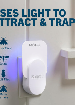 Safer Home Indoor Plug-In Fly Trap - SH502 - Effective Fruit Fly Traps for Indoors, Gnat Traps for House Indoor, 400 Sq Ft Protection - Style: 1 Device + 2 Glue Cards